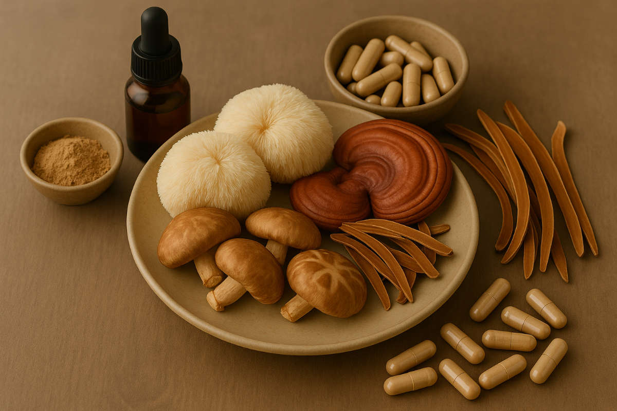 Teller mit Vitalpilzen